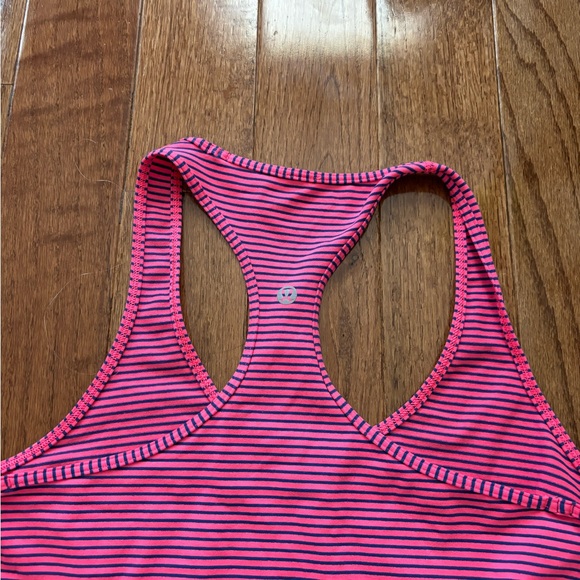 sold Lululemon Cool Racerback Hyper Stripe Neon Pink Rugged Blue Yoga Tank top - Picture 3 of 6